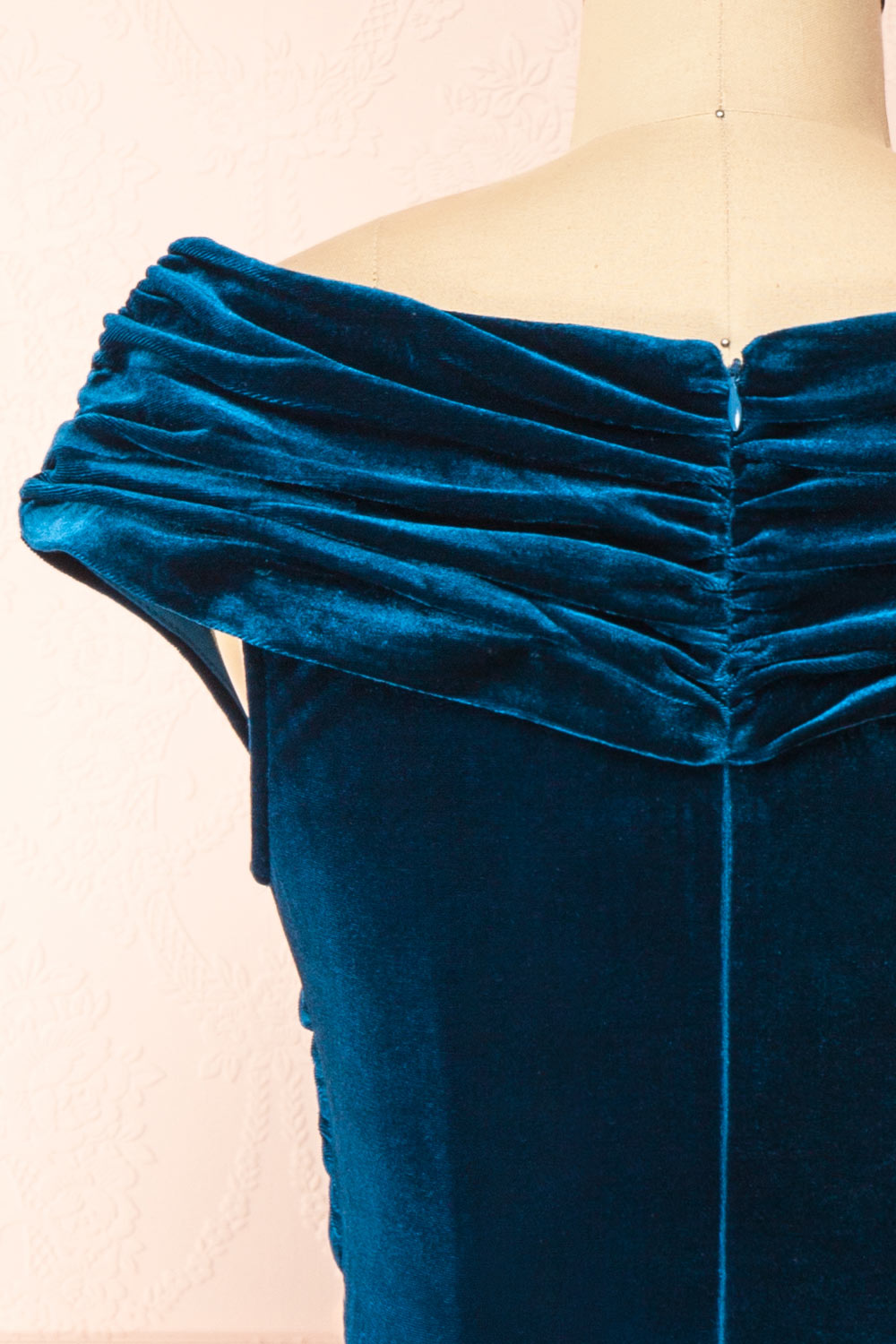 Hesperia Teal Velvet Midi Dress | Boutique 1861 back