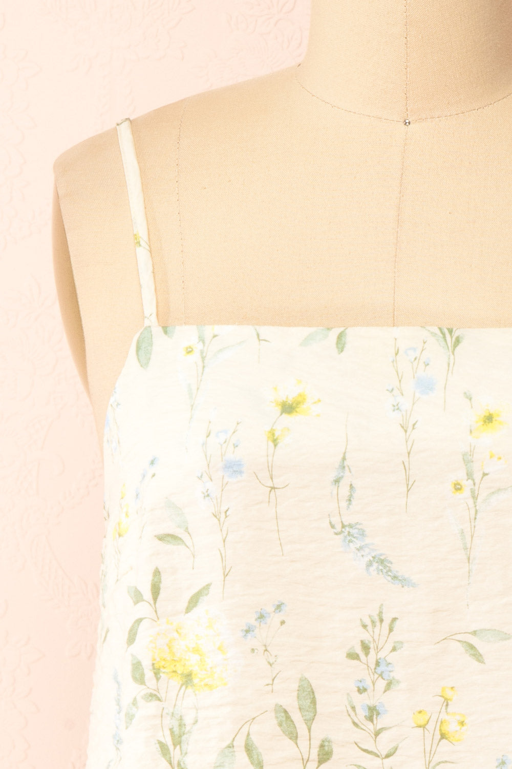 Hezerae Beige Silky Top w/ Floral Pattern | Boutique 1861 front