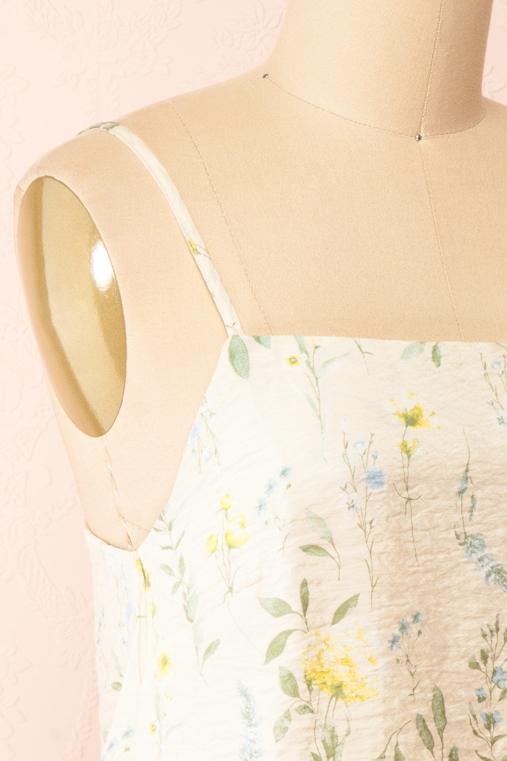 Hezerae Beige Silky Top w/ Floral Pattern | Boutique 1861 side