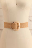 Hickory | Ceinture Élastique Tressée Beige avec Boucle en Résine