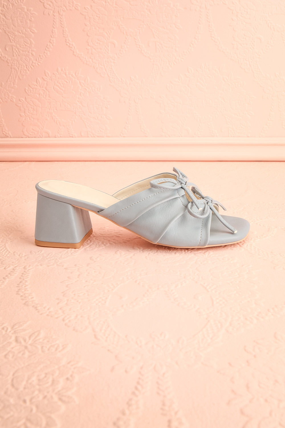 Hissette Blue Faux-Leather Heeled Sandals | Boutique 1861  side view