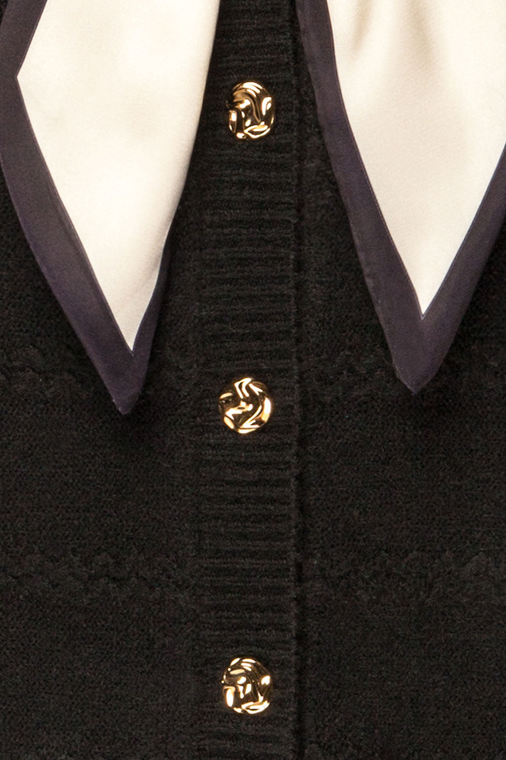 Hobart Black Preppy Cardigan with Scarf | La petite garçonne fabric