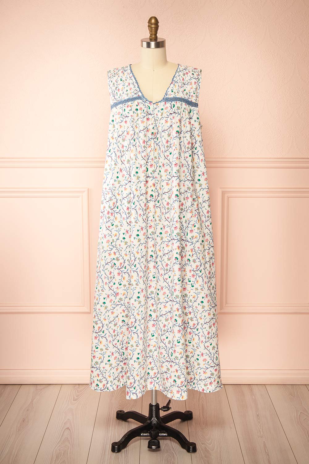 Holland Floral Maxi Nightgown with Crochet Details by April Cornell | Boutique 1861 front view
