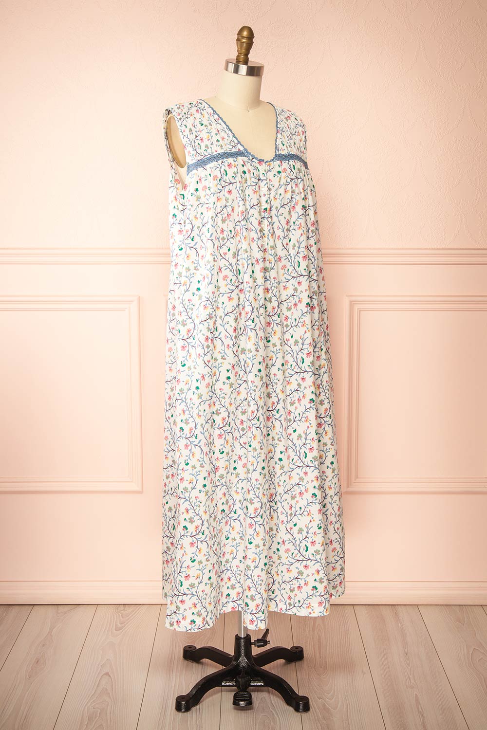 Holland Floral Maxi Nightgown with Crochet Details by April Cornell | Boutique 1861 side view