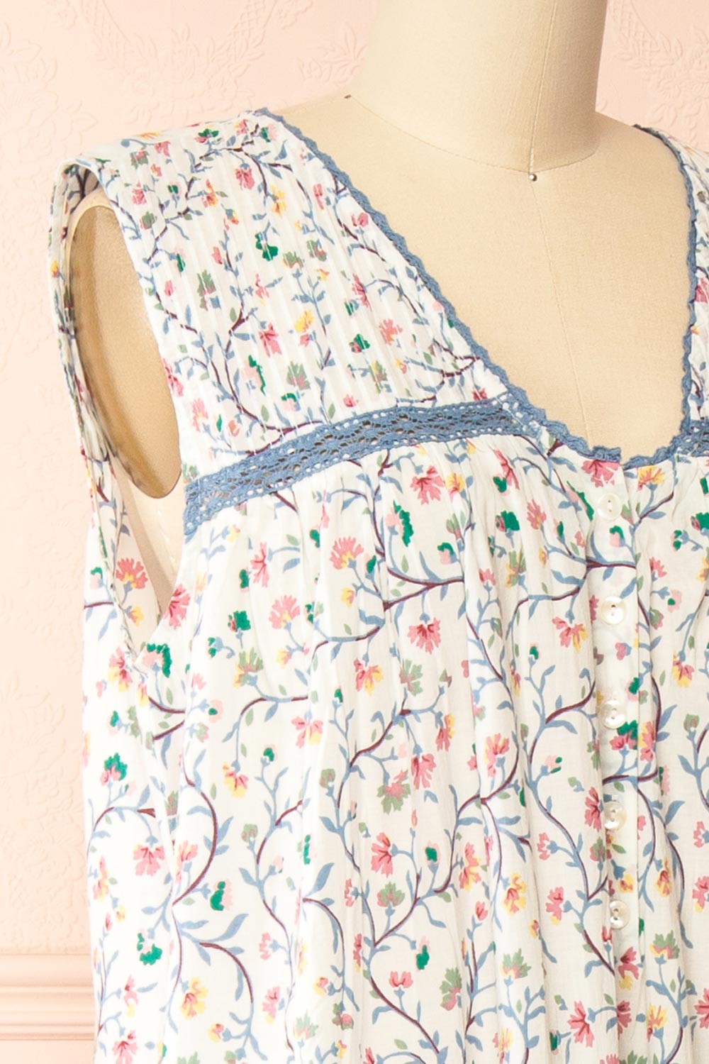 Holland Floral Maxi Nightgown with Crochet Details by April Cornell | Boutique 1861 side