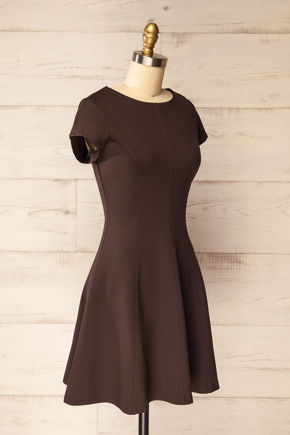 Holon Brown Short A-Line Dress | La petite garçonne side view