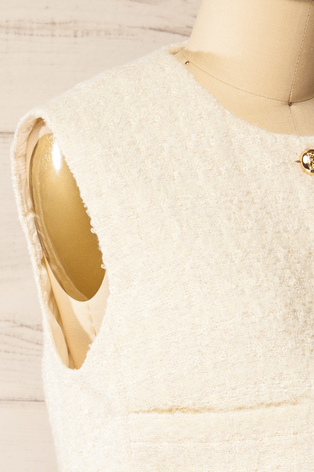 Honcho White Sleeveless Tweed Top | La petite garçonne side