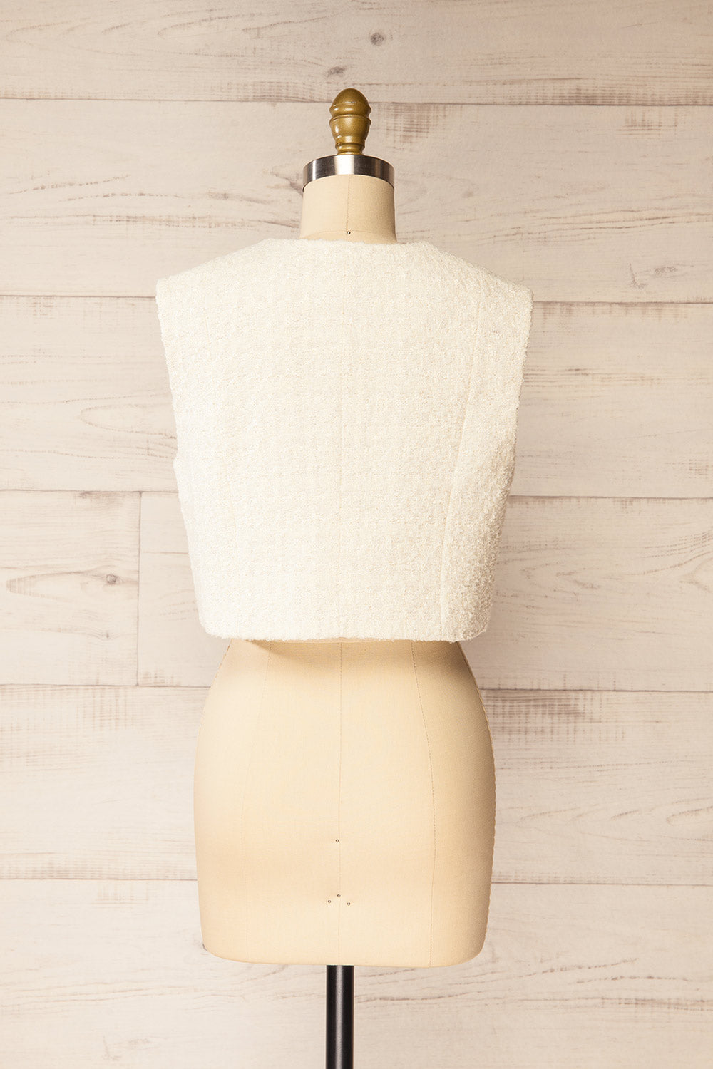 Honcho White Sleeveless Tweed Top | La petite garçonne back view