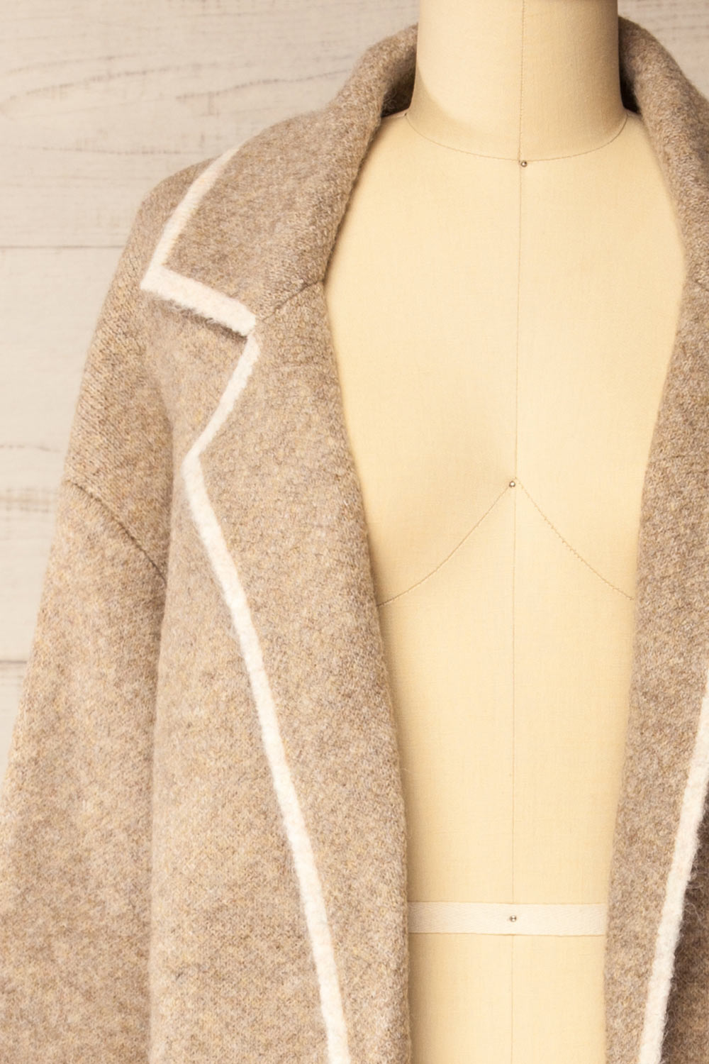 Hull Brown Knitted Jacket with Contrasting Border | La petite garçonne front close-up