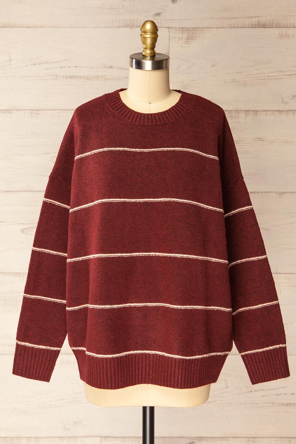 Hurst Burgundy with Stripes Oversized Sweater | La petite garçonne front view