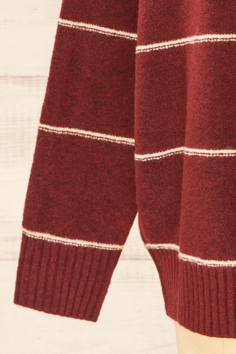 Hurst Burgundy with Stripes Oversized Sweater | La petite garçonne sleeve