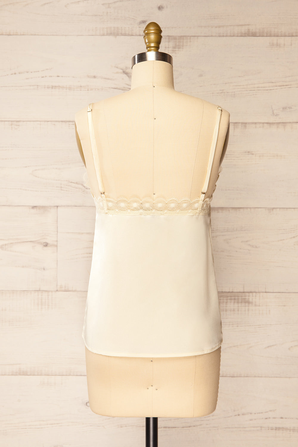 Hwasa Ivory Satin Cami w/ Lace Trim | La petite garçonne back view