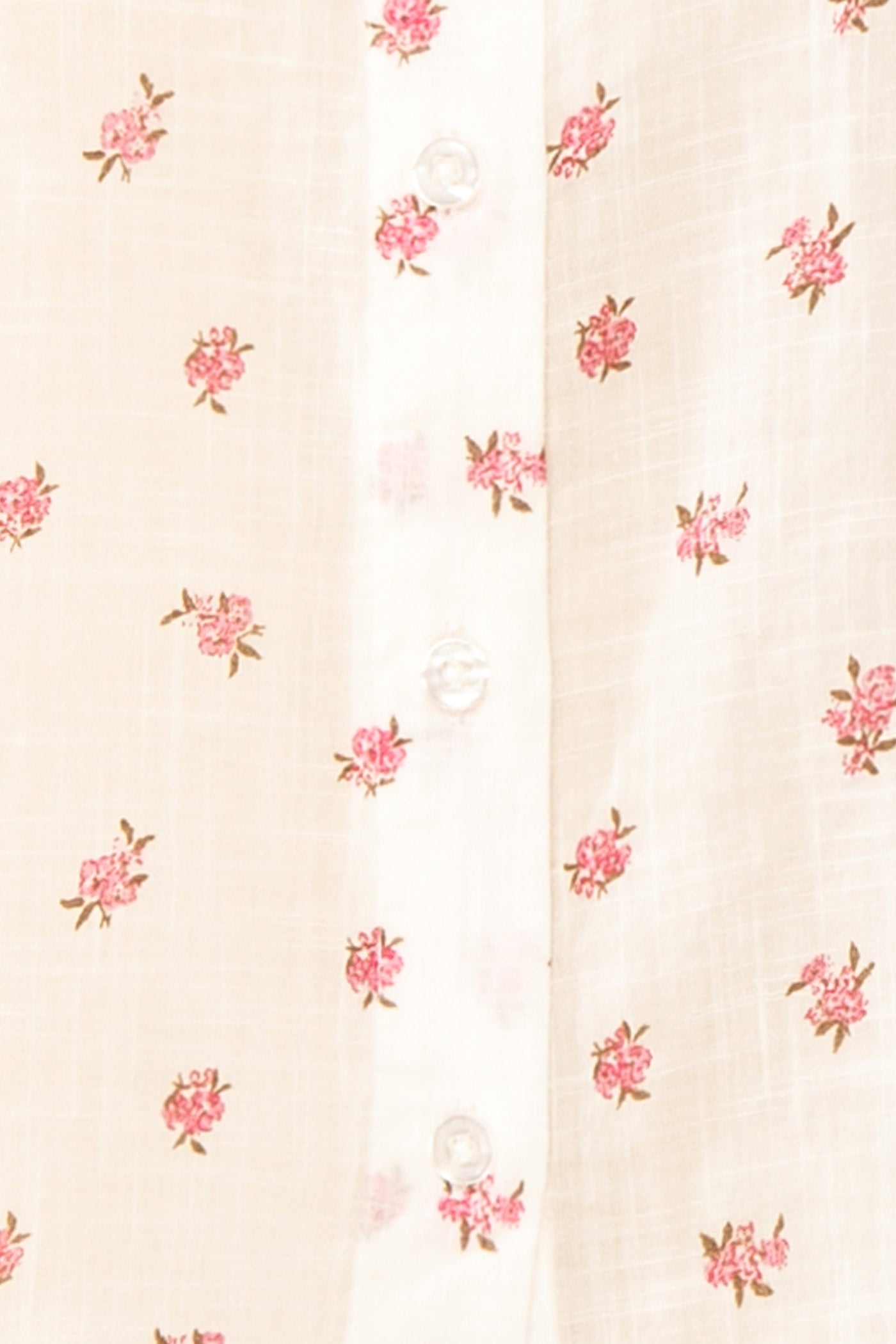 Close-up Hyacinth White Floral Button-Down Blouse at la boutique 1861