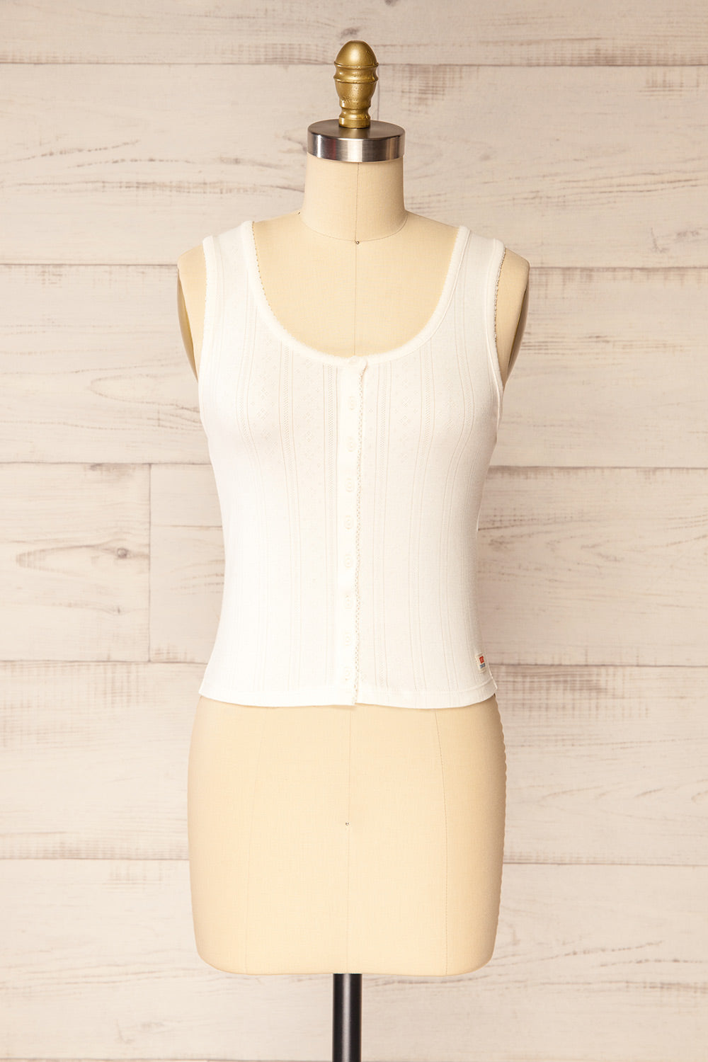 Hydera Ivory Button-Up Tank Top | La petite garçonne front view