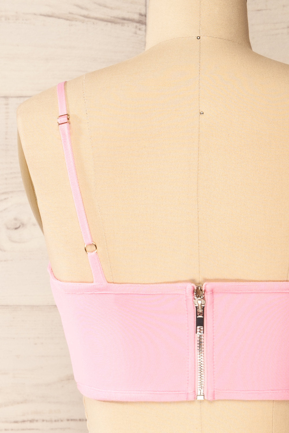 Hyeres Pink Cropped Corset Top w/ Back Zipper | La petite garçonne back close-up
