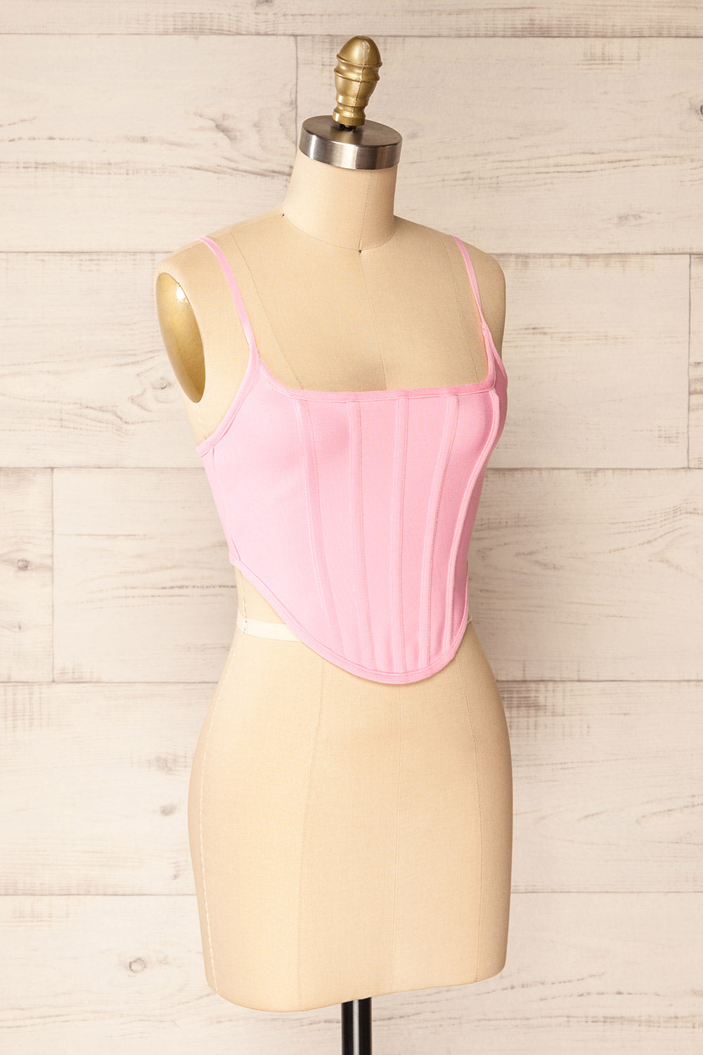 Hyeres Pink Cropped Corset Top w/ Back Zipper | La petite garçonne side view