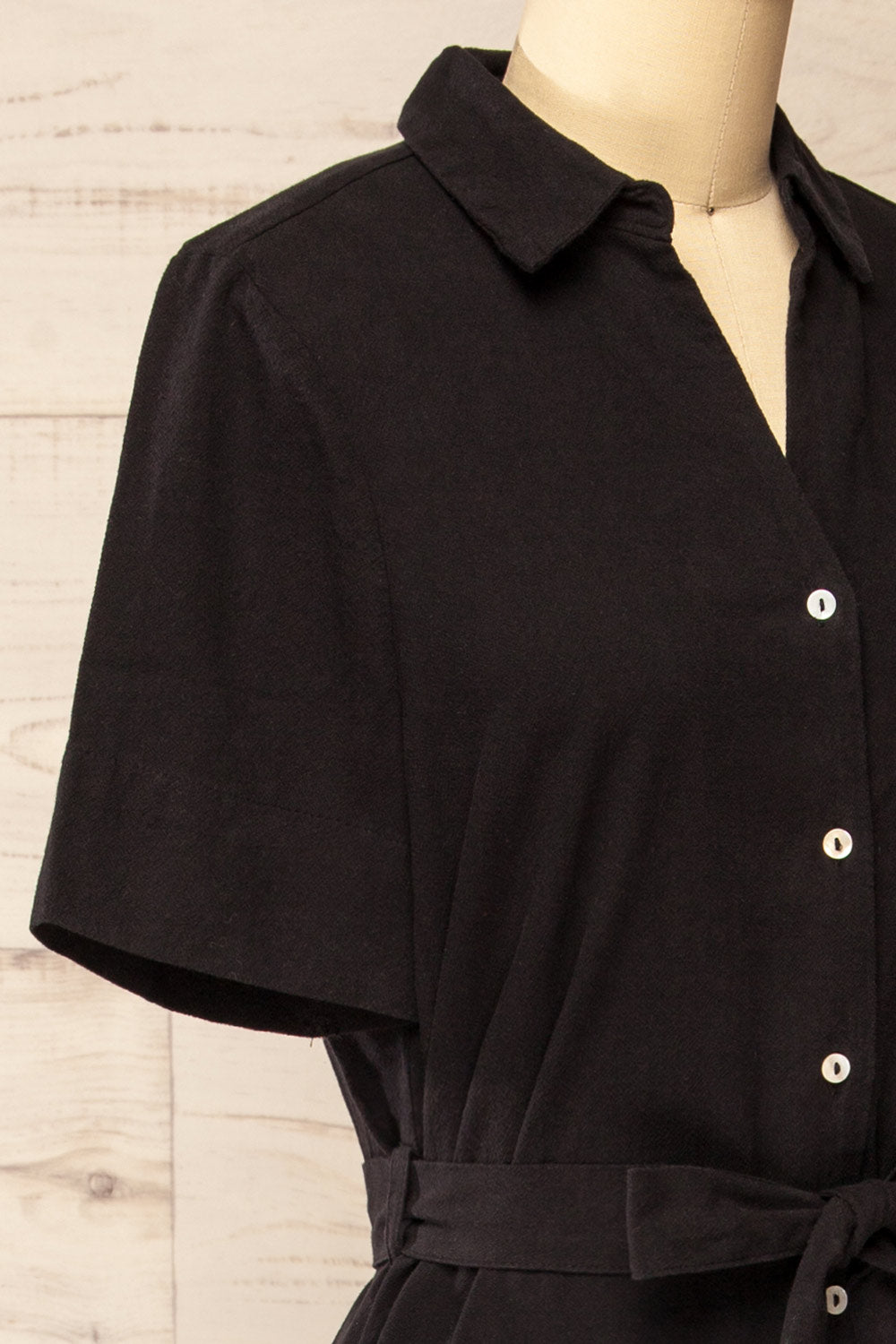 Hyris Black Long Shirt Dress w/ Belt | La petite garçonne side