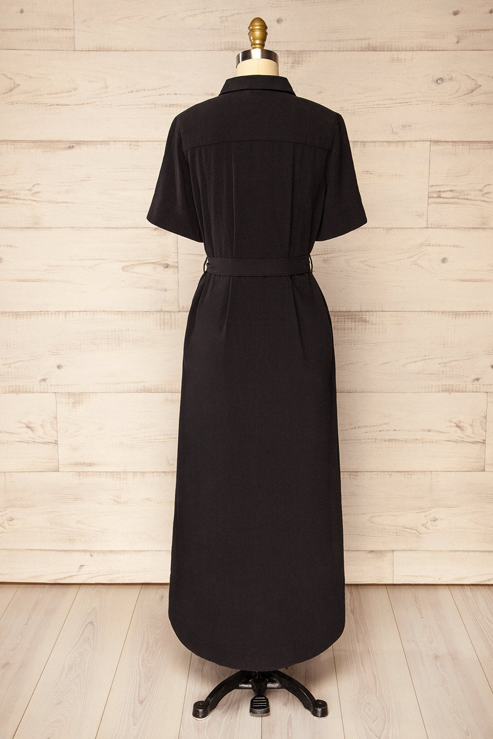 Hyris Black Long Shirt Dress w/ Belt | La petite garçonne  back view