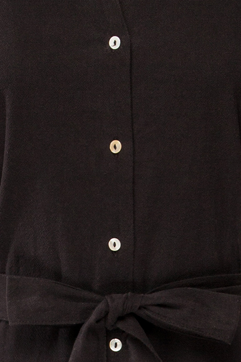 Hyris Black Long Shirt Dress w/ Belt | La petite garçonne  fabric 