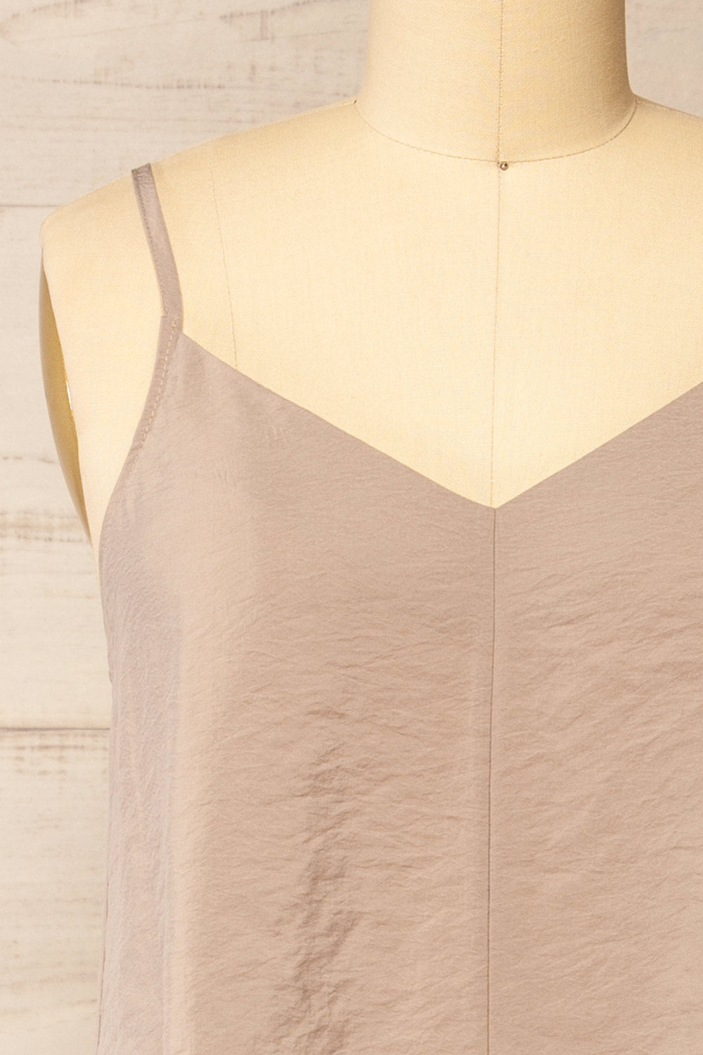 Ibertioga Taupe Midi Slip Dress w/ V-Neckline | La petite garçonne front