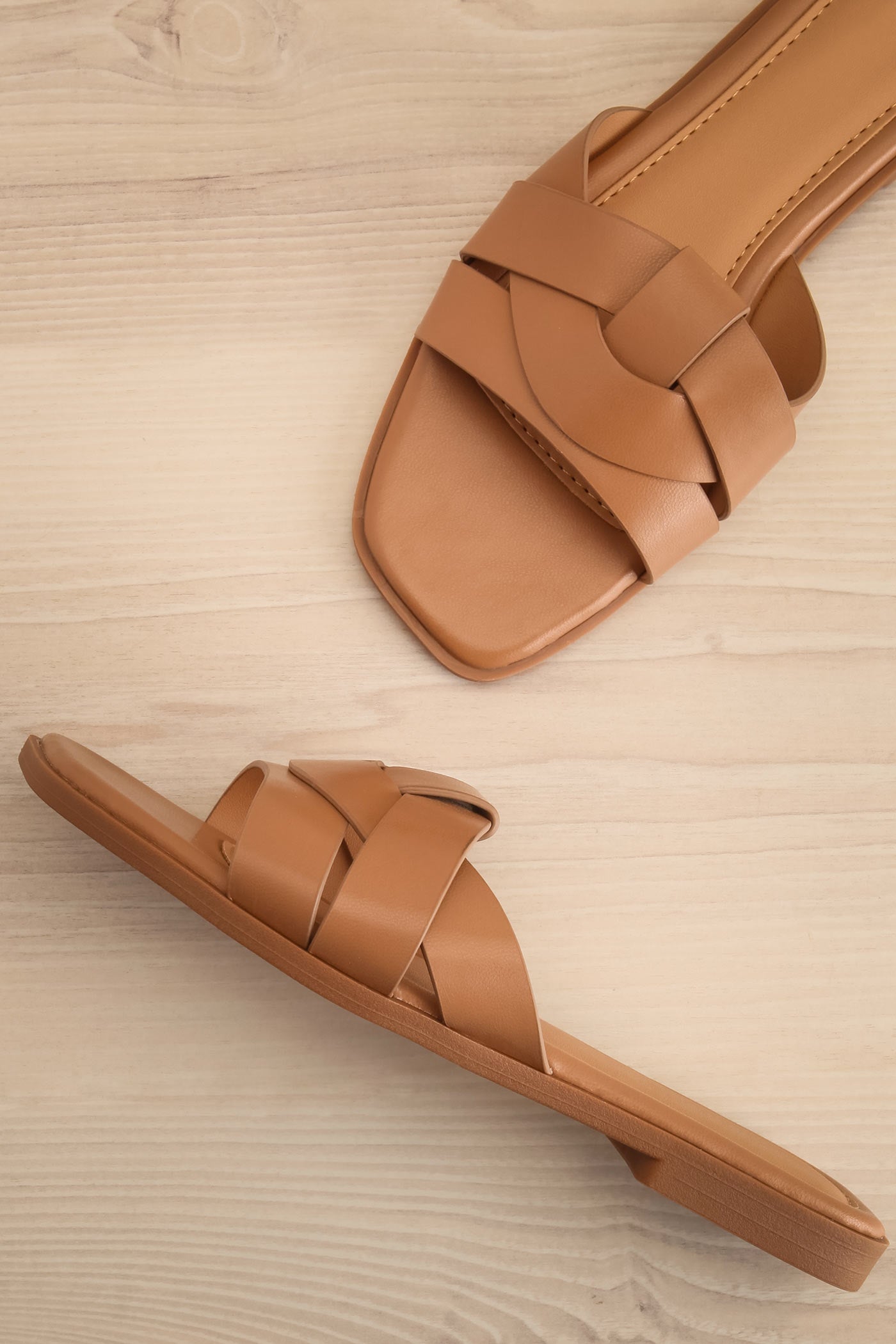 Topview Iguala Beige Flat Square-Toe Sandals at la petite garçonne