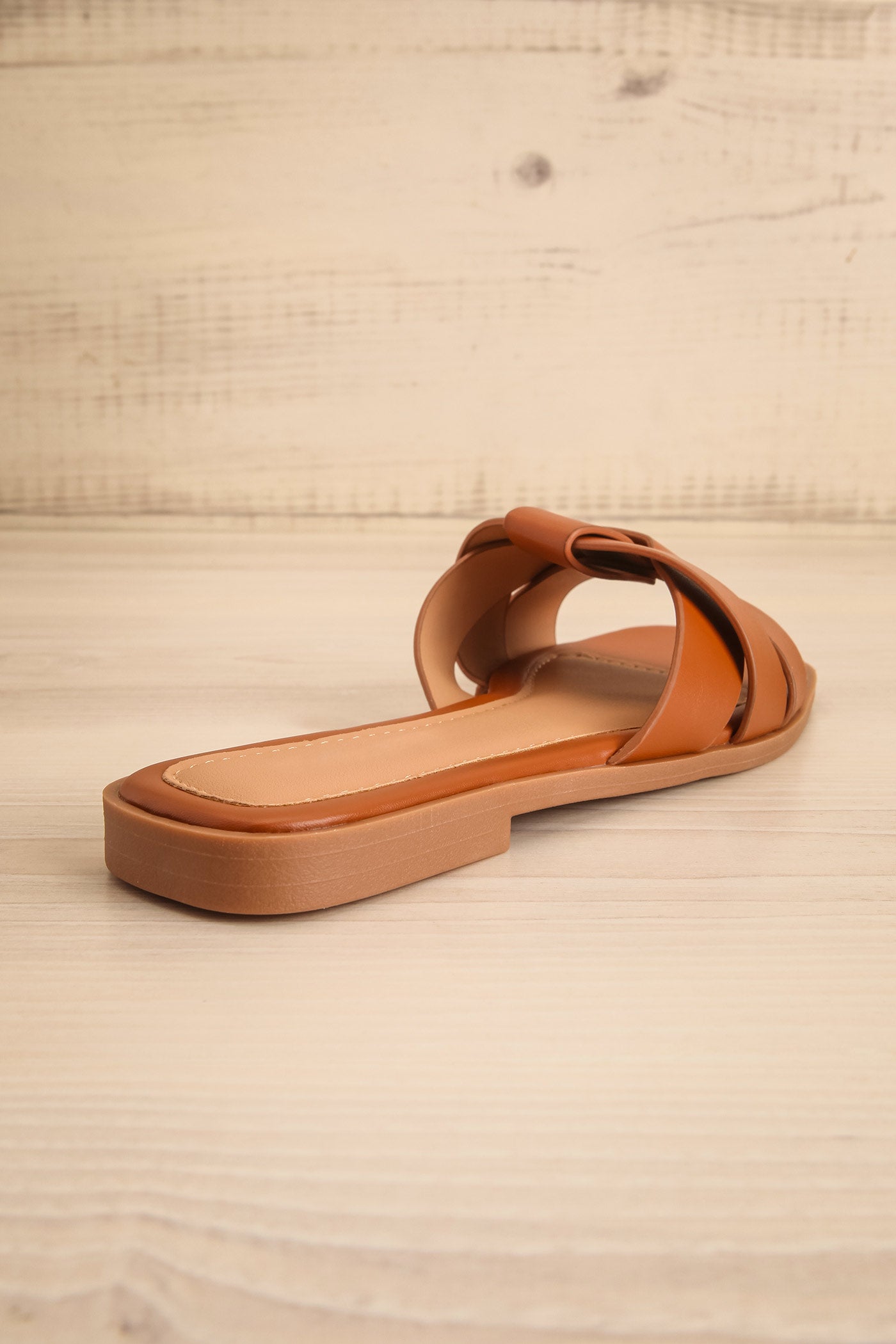 Backview Iguala Brown Flat Square-Toe Sandals at la petite garçonne