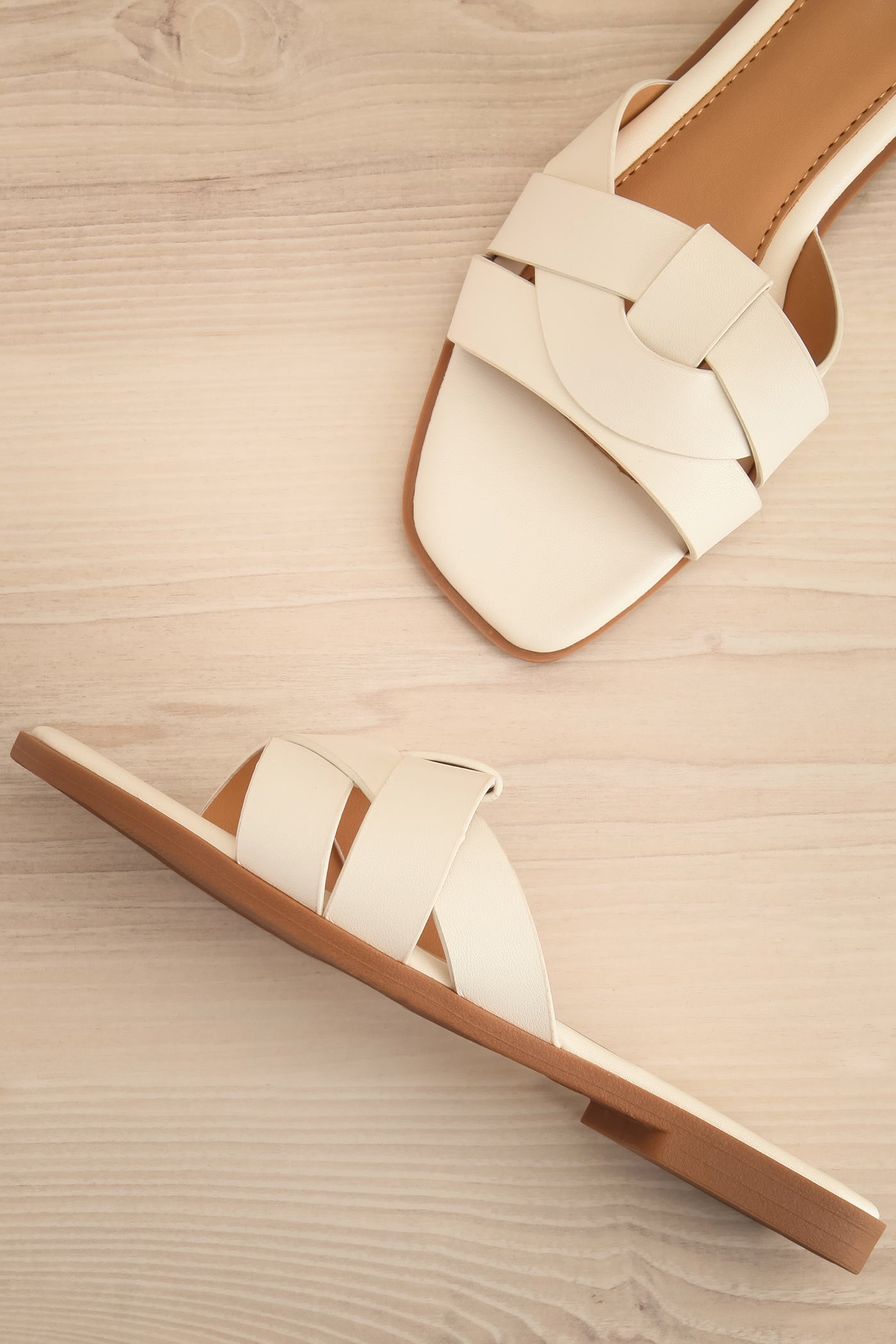 Topview Iguala Ivory Flat Square-Toe Sandals at la petite garçonne
