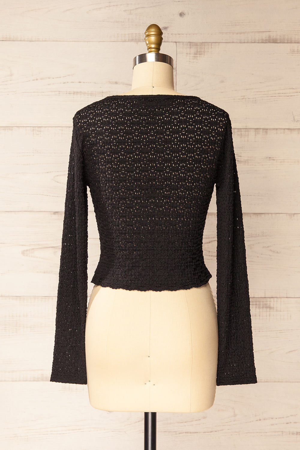 Ikeda Long-Sleeved Sheer Black Top | La petite garçonne back view