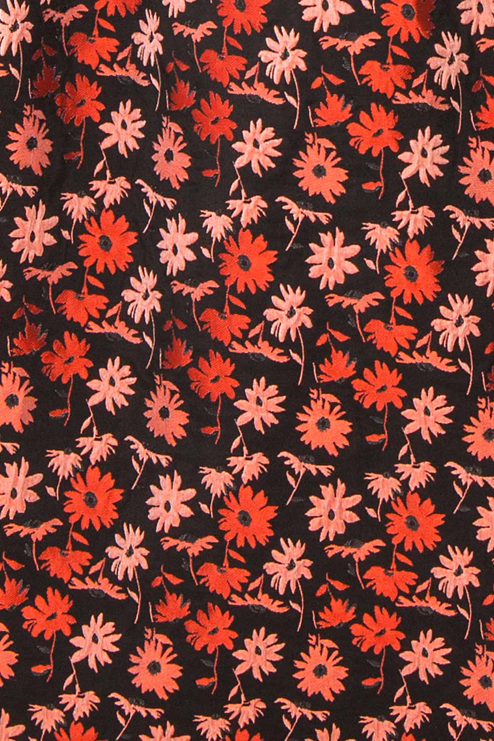 Inarea Midi Black Floral Dress w/ Puffy Sleeves | Boutique 1861 fabric