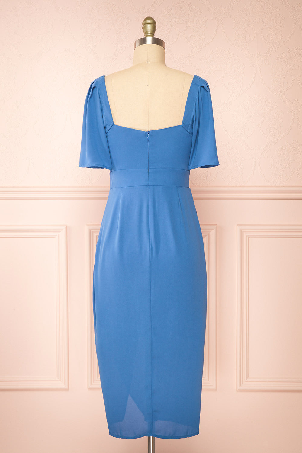 Indiyah Blue Chiffon Midi Dress | Boutique 1861 back view