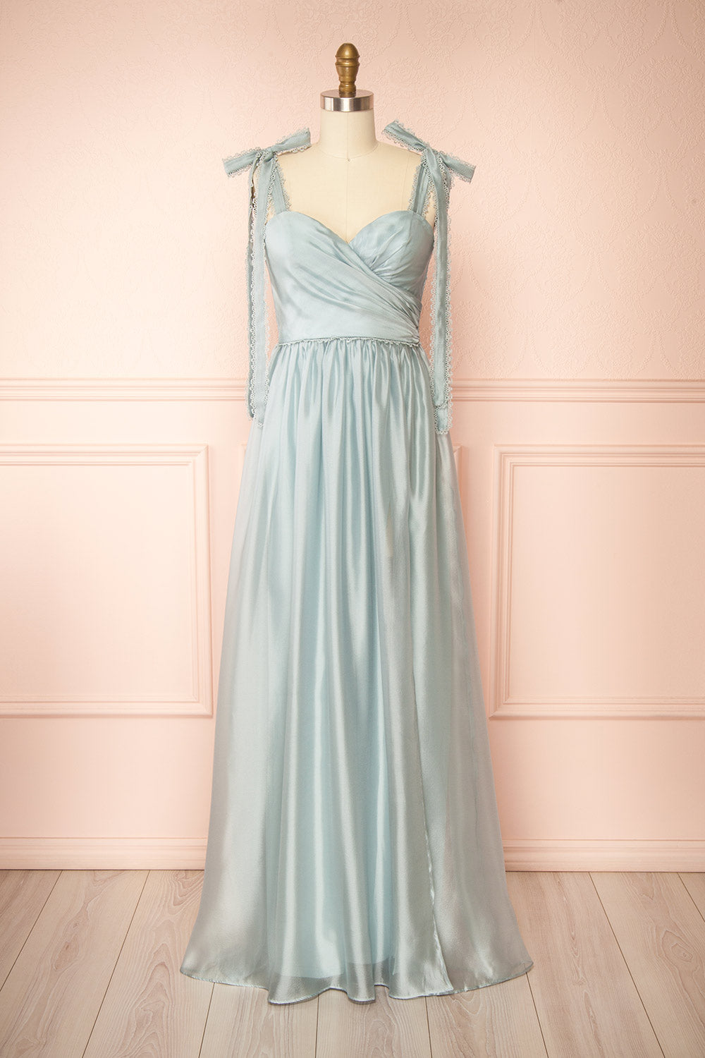 Indya Blue Organza Maxi Dress w/ Tie Straps | Boutique 1861