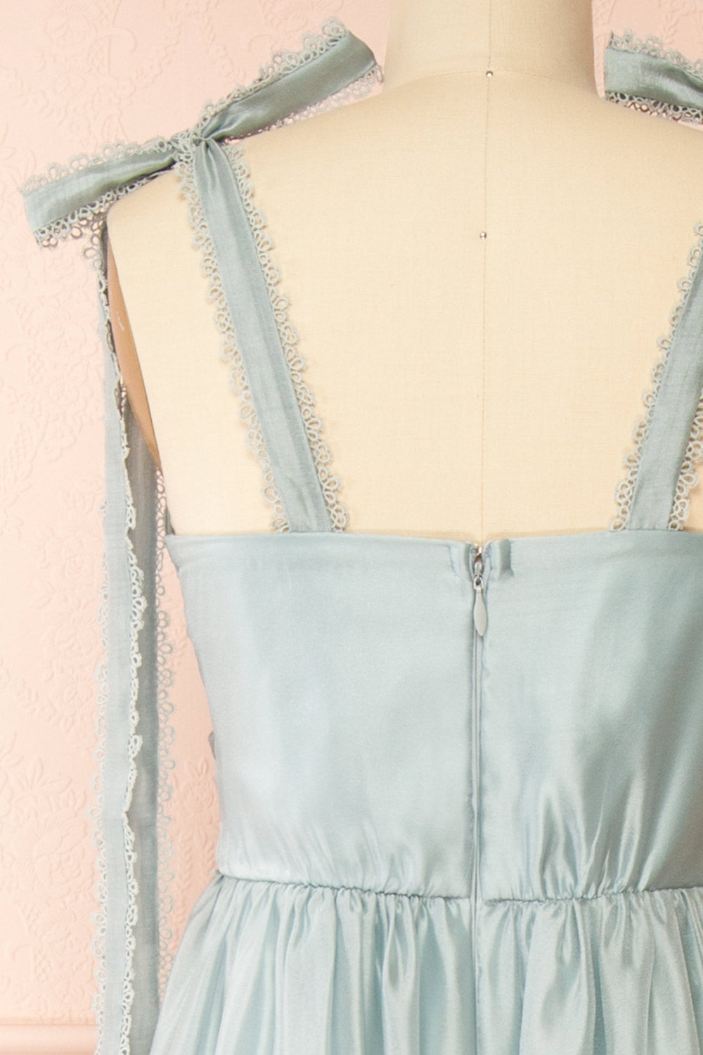 Indya Blue Organza Maxi Dress w/ Tie Straps | Boutique 1861 back