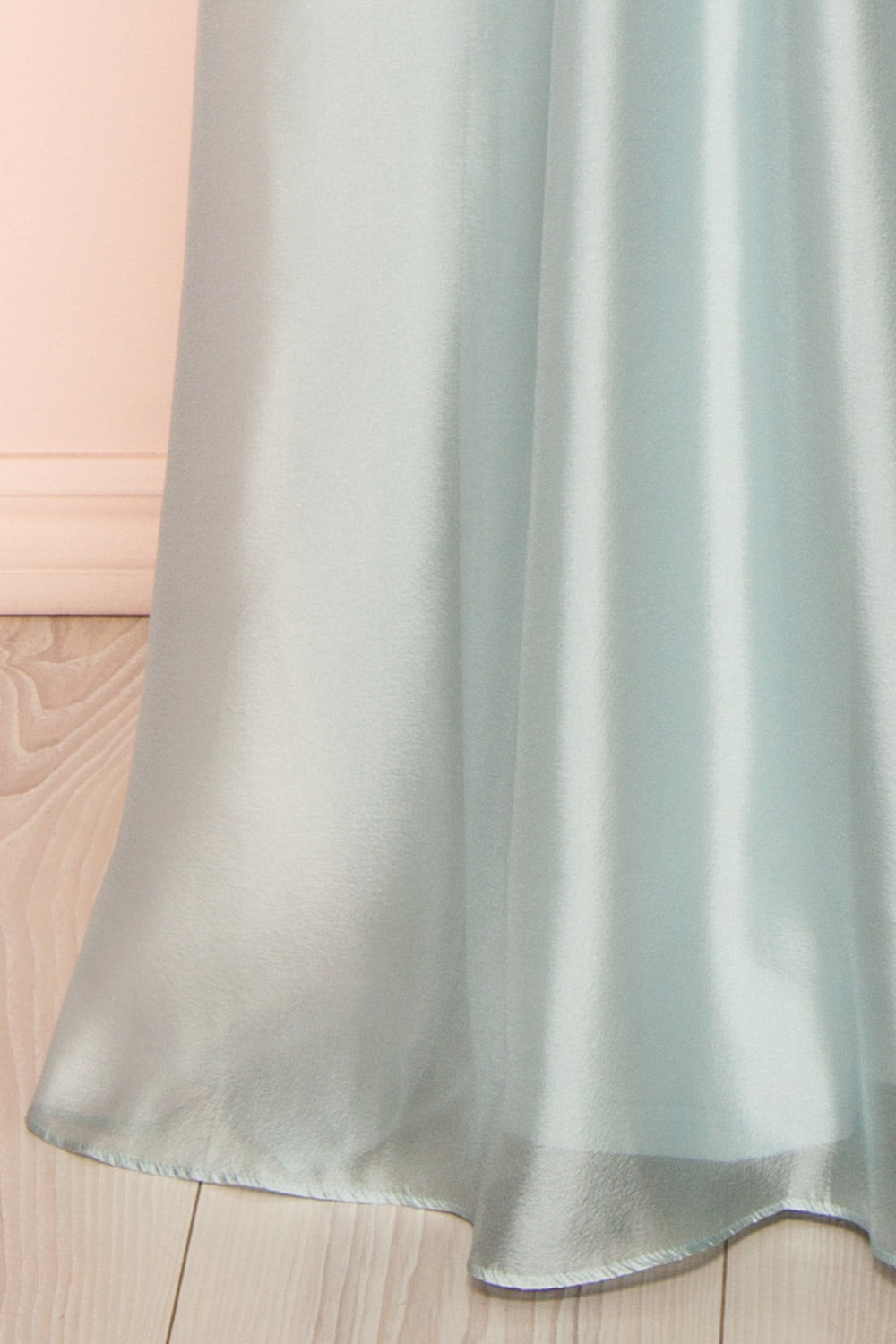 Indya Blue Organza Maxi Dress w/ Tie Straps | Boutique 1861 bottom