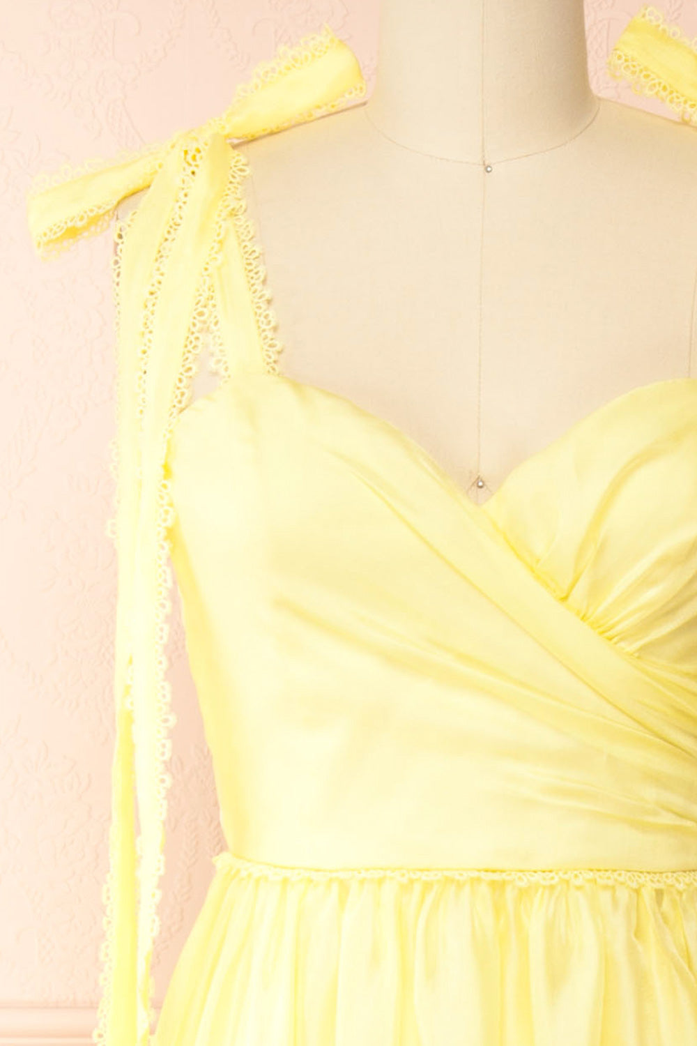 Indya Yellow Organza Maxi Dress w/ Tie Straps | Boutique 1861 front