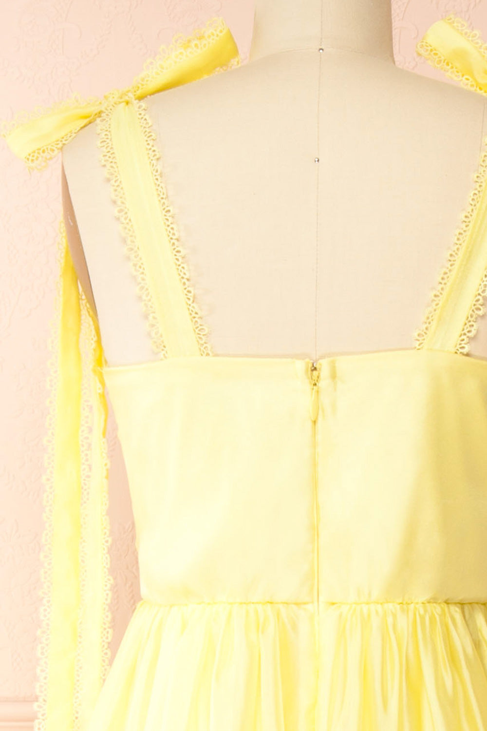 Indya Yellow Organza Maxi Dress w/ Tie Straps | Boutique 1861 back