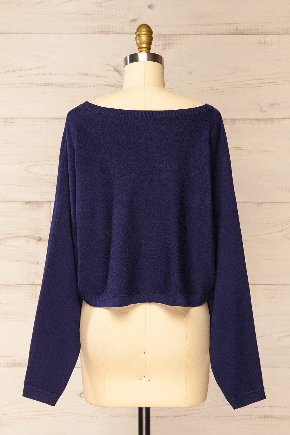 Ingleton Navy V-Neck Crop Sweater | La petite garçonne back view