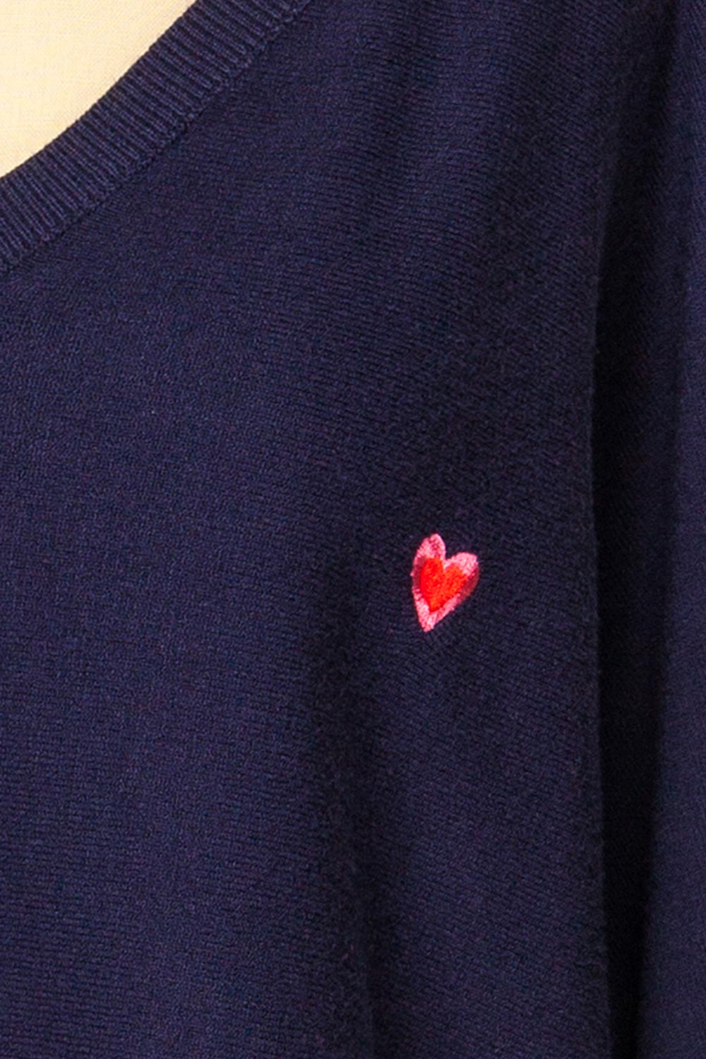 Ingleton Navy V-Neck Crop Sweater | La petite garçonne fabric