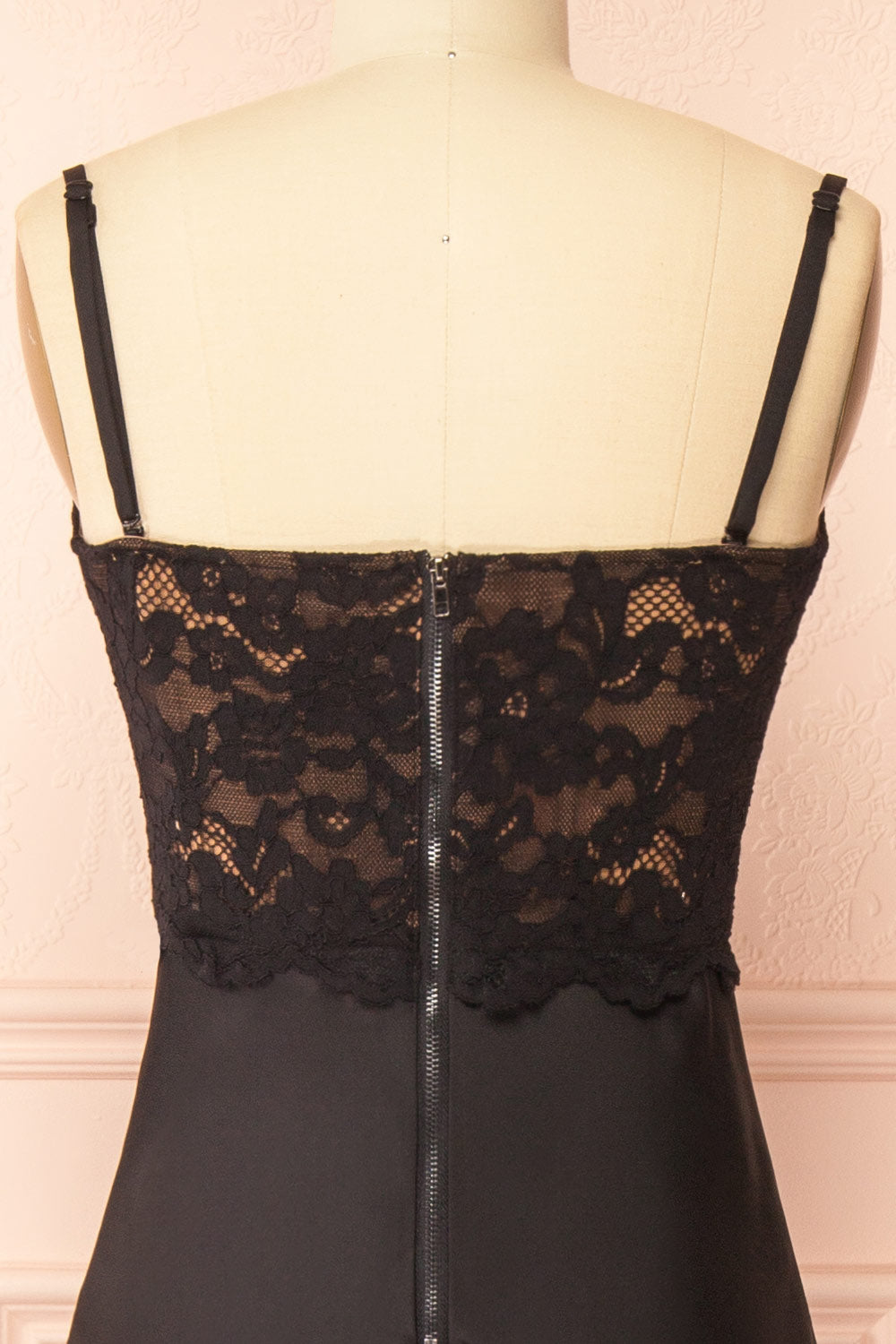 Irene Black Midi Dress with Lace Bodice | Boutique 1861 back