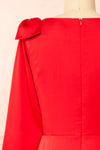 Isalie Short Silky Red Dress w/ Bows | Boutique 1861 back close-up