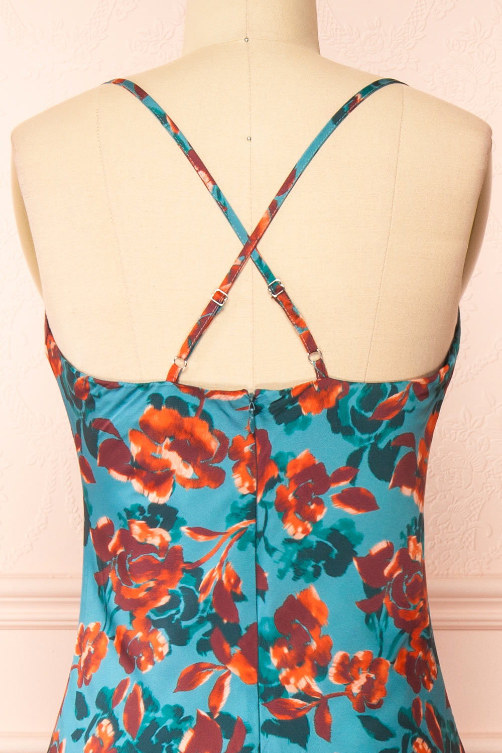 Ismeria Cowl Neck Floral Midi Dress | Boutique 1861 back close-up