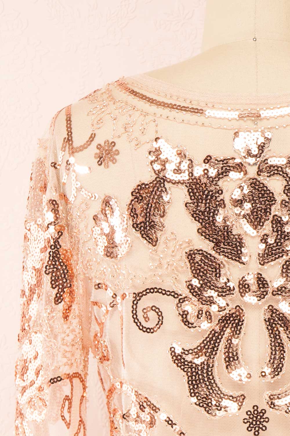 Ismira Rosegold Cropped Sequin Top | Boutique 1861 back close-up