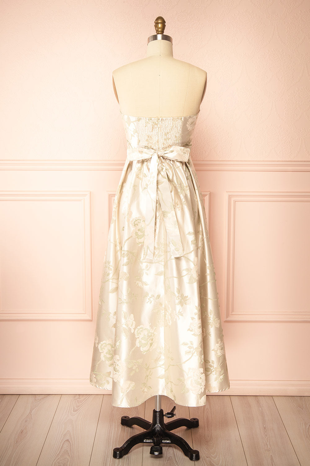Isolienne Midi Cream Strapless Dress | Boudoir 1861 back view
