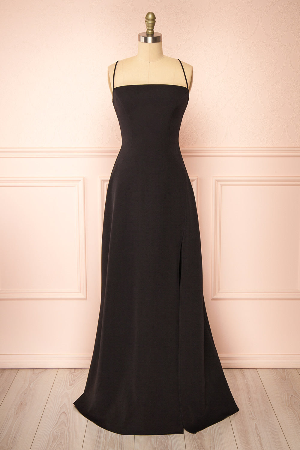 Izabella Black | A-line Maxi Dress with Open Back and Slit by Arti Gogna Izabella Black | A-line Maxi Dress with Open Back and Slit by Arti Gogna