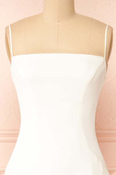 Izabella Ivory A-line Maxi Dress w/ Open Back | Boudoir 1861  front