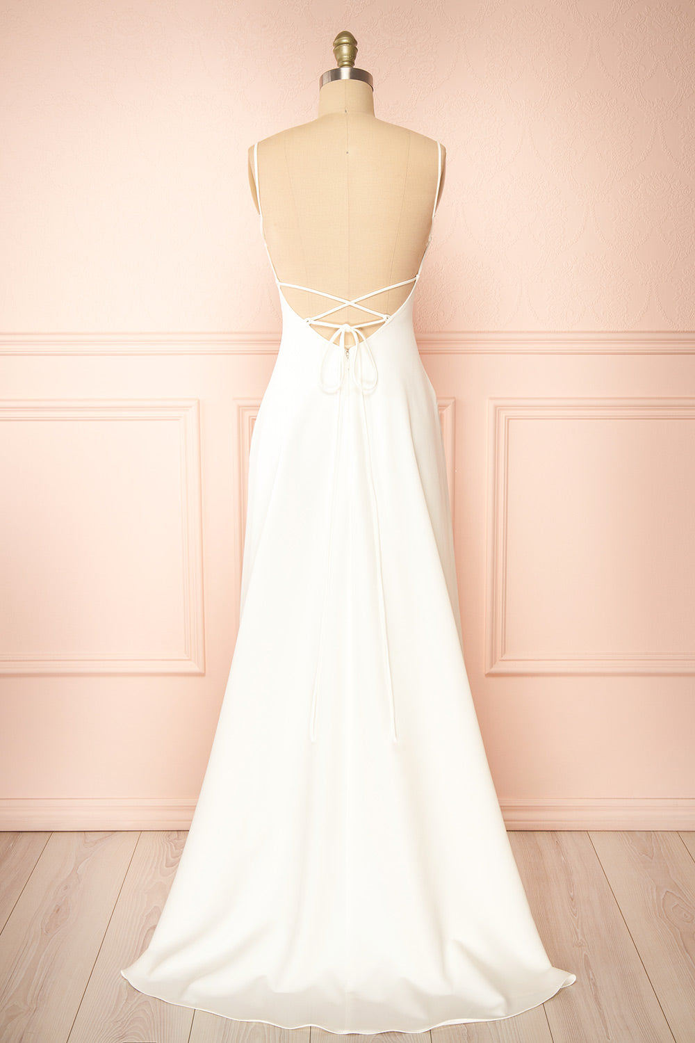Izabella Ivory A-line Maxi Dress w/ Open Back | Boudoir 1861 back view