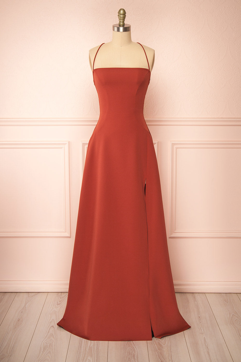 Izabella Rust A-Line Maxi Dress W/ Open Back