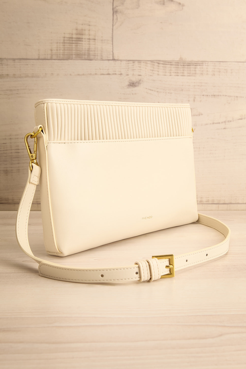 Jaelyn Ivory Pleated Vegan Leather Handbag | La petite garçonne side view