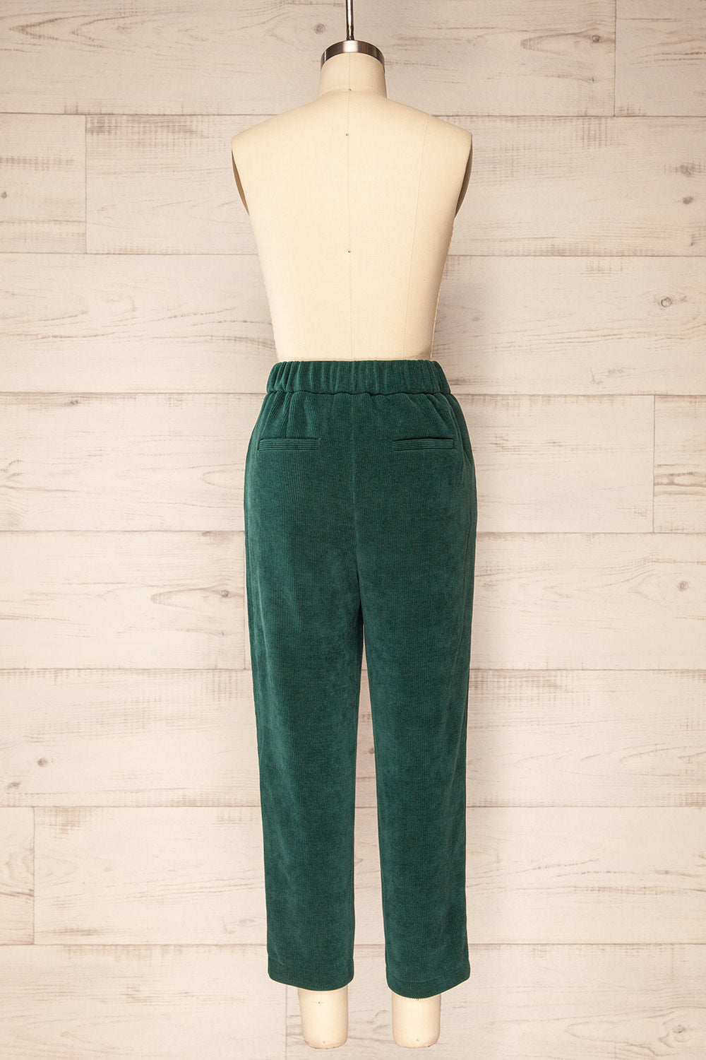 Jakarta Green Corduroy High-Waisted Pants | La petite garçonne back view