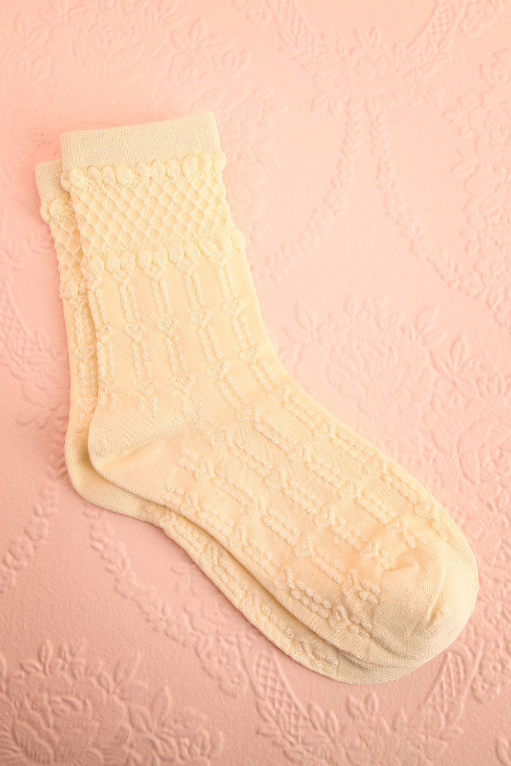 Jalilah White Socks with Heart Motifs | Boutique 1861 view