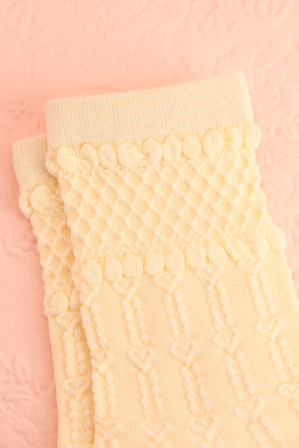 Jalilah White Socks with Heart Motifs | Boutique 1861 close-up